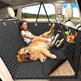 Lekereise Back Seat Extender for Dogs, Hard-Bottom Hammock Holds up to 400 lb, Waterproof with Mesh Window & Storage Pockets – Universal Fit, Black