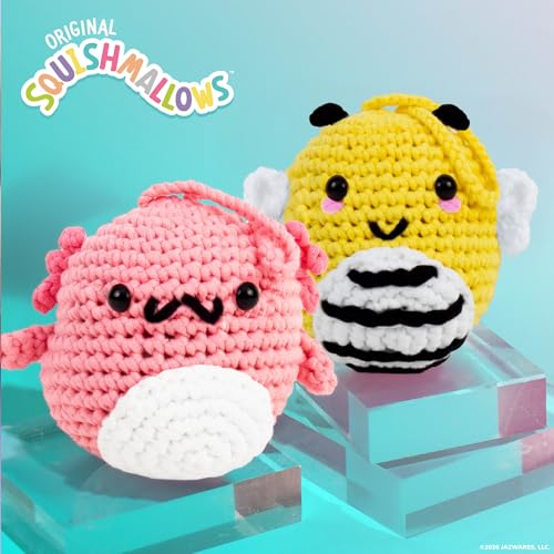 Image of Original Squishmallows Crochet Kit - Archie Bag Charm, Axolotl Crochet Kit for Beginners with Yarn, Starter Hooks, Step-by-Step Tutorials, DIY Craft, Great Teen Gifts