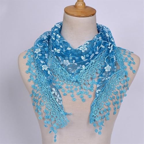 Lightweight Vintage Triangle Tassel Scarf Shawl Women Elegant Floral Lace Scarf4