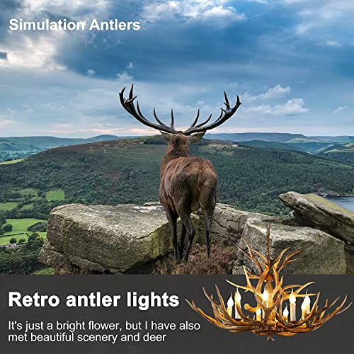 NWIASS Antlers Chandelier 8 Light Double Layer, Resin Deer Antler Chandelier Lighting Vintage Antler Light Fixtures, Farmhouse Large Antler Chandeliers for Dining Room Kitchen Living Room Store - Image 6