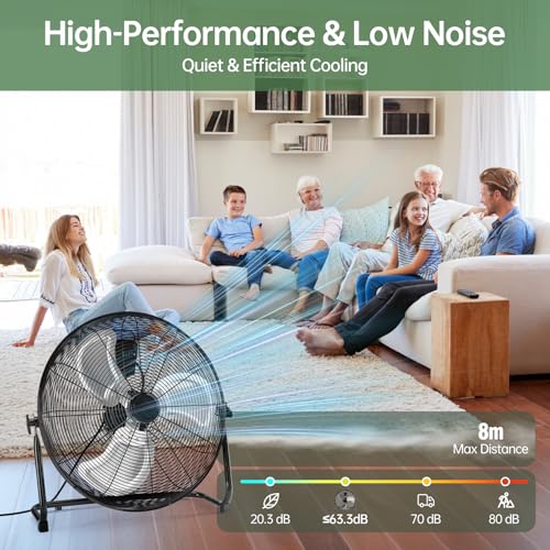 image for OLIXIS 18'' Industrial High-Velocity Floor Fan, 3-Speed Metal Fan with