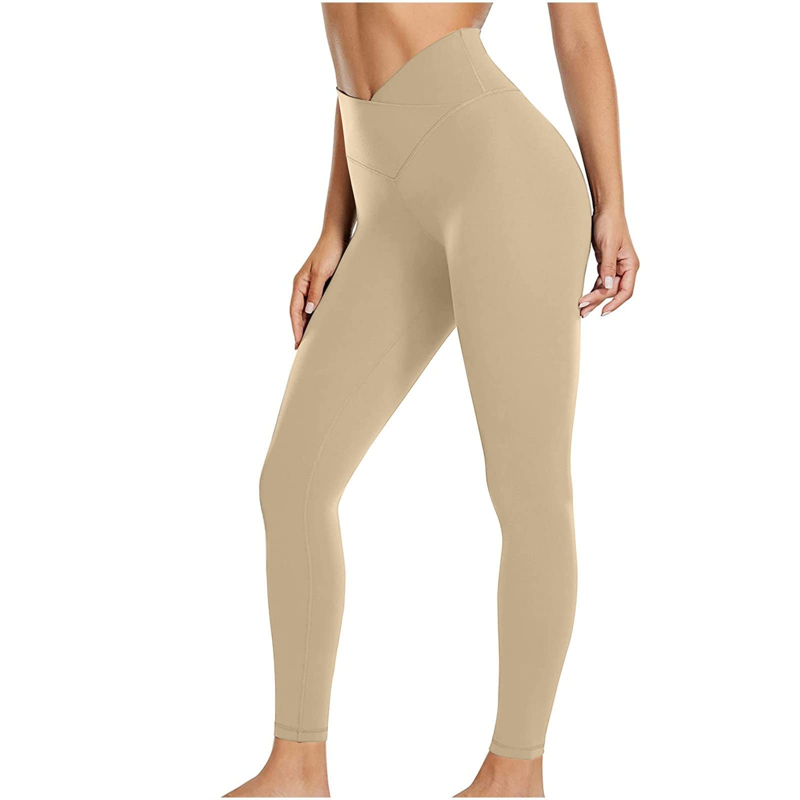 Genérico Pantalones de Yoga para Mujer de 7/8 de Longitud Que reafirman la Cadera, Monocolor, Pantalones de Yoga con Cintura Alta, Entrenamiento, Pantalones Deportivos, Pantalones de Yoga, Pantalones