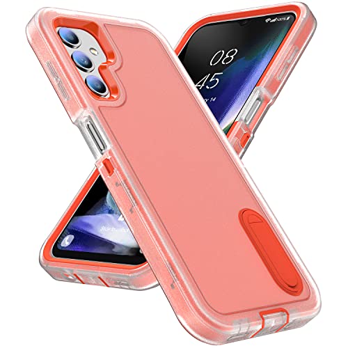 IDweel for Galaxy A14 5G Case with Build-in Kickstand, Clear/Orange - image 1
