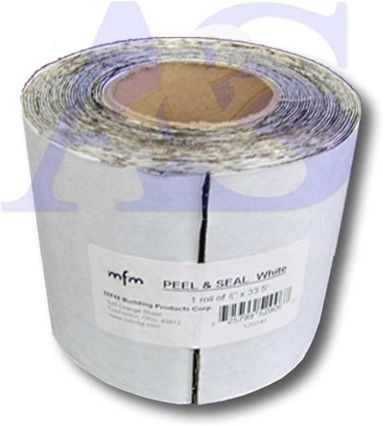 Peel & Seal Self -Stick Roll Roofing, White, 4" x 33.5' Self Stick Roll 50W04