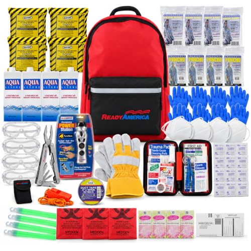 Ready America 72 Hour Deluxe Emergency Kit, 4-Person 3-Day Backpack, First Aid Kit, Survival...