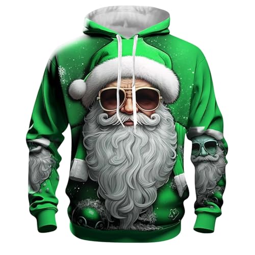 Weihnachtspullover Herren Hoodie Pullover Reindeer Weihnachtsmann 3D...