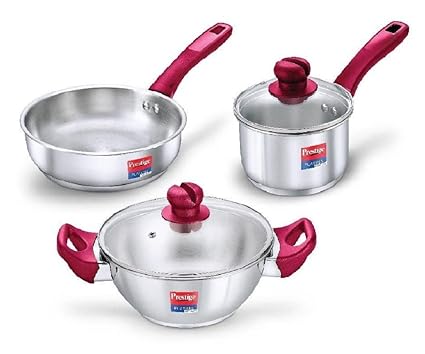 Prestige Platina Popular Stainless Steel 3PCS BYK Set Cookware