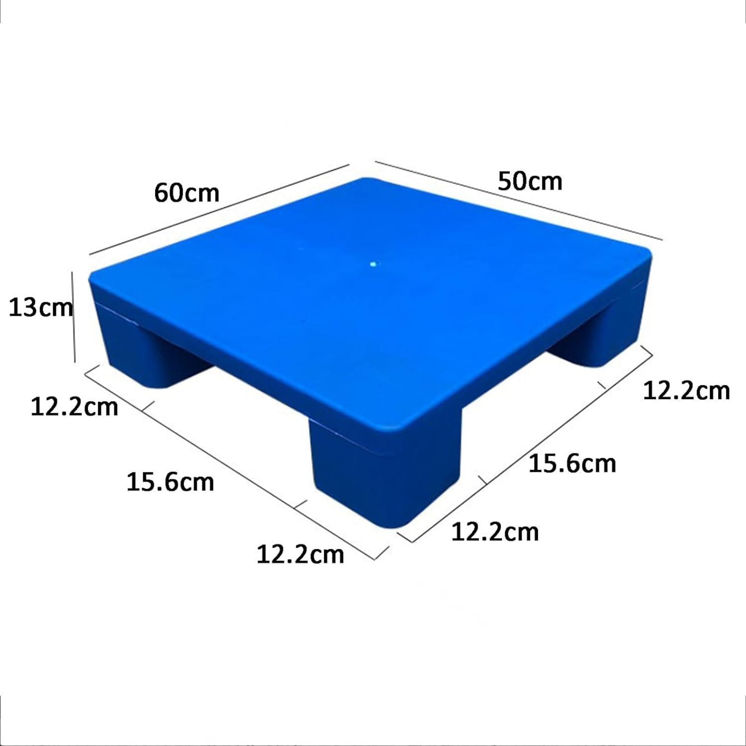Pallet in plastica - Scaffale di stoccaggio Leggero e impilabile per Magazzino, Pallet da Pavimento in polietilene Resistente e Facile da impilare, Soluzione di stoccaggio Ideale (Blu 50x40x12 cm)