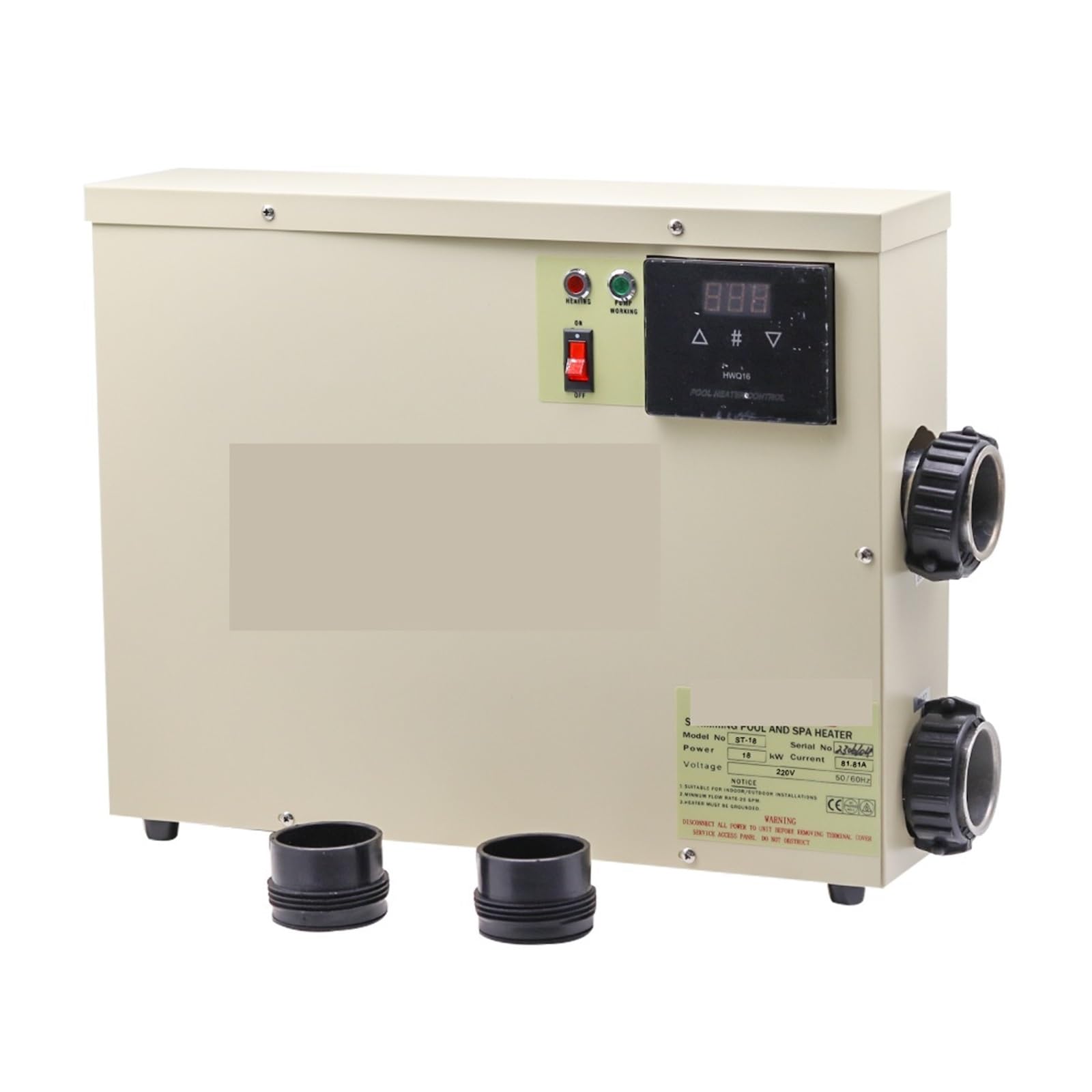 Calentador Piscina, Calentador de agua de 18kw for piscina y termostato de bañera, pantalla táctil impermeable(220)