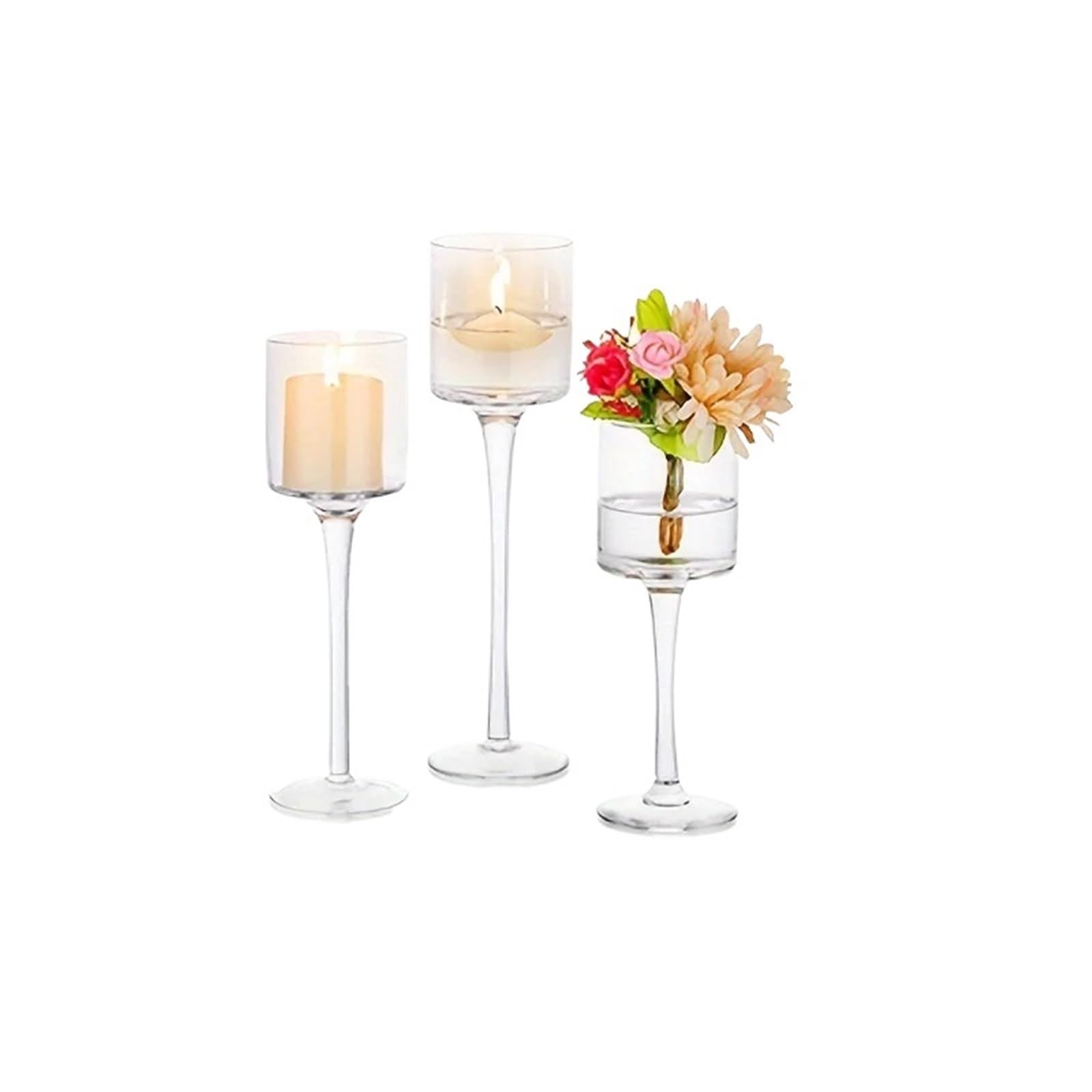 Portavelas Candelabro de Vidrio de 3 Piezas, decoración de Mesa, decoración de jarrones