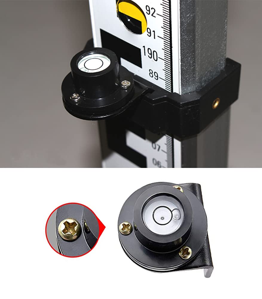 Firecore Mire Telescopique, Canne Telescopique Laser, tige telescopique pour laser, nivellement télescopique Hauteur (max.)5m (2 Graduations (mm/cm), Avec Niveau & Coulisseau,sac de rangement)-FLR500A