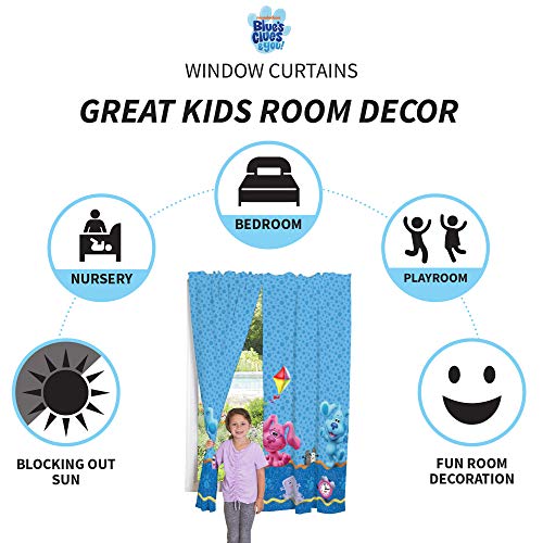 Franco Kids Room Window Curtain Panels Drapes Set, 82 In X 63 In, Blues Clues #TOP2