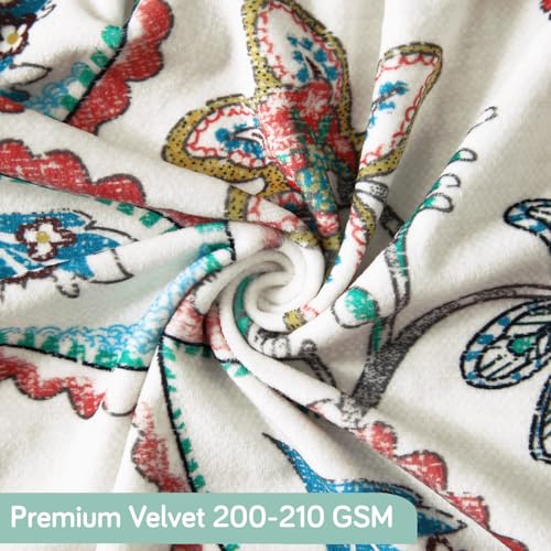 Image of HOKIPO Premium Printed Velvet Chair Cover Set of 4 for Dining Table, Beige Persian Garden (AR-5794-D9*4)