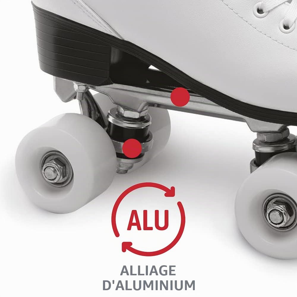 Roces RC2 Classic Roller Patins à Roulettes, Pour Femmes et Homme, Quad Skates Adulte, Blanc