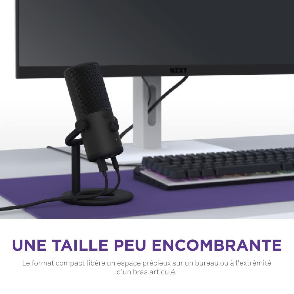 NZXT Capsule Mini Microphone USB – AP-WMMIC-B1 - Haute résolution – Directivité cardioïde – Idéal pour Le Streaming, la création de Contenu et la Diffusion de podcasts – Noir
