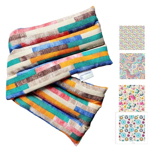 Sacco di semi per microonde 45 x 14 cm – Sacco termico cervicale con Lavanda – Borsa termica termica a caldo e freddo – Sacco termico per microonde – Cuscino termico mestruale – Sacco a microonde