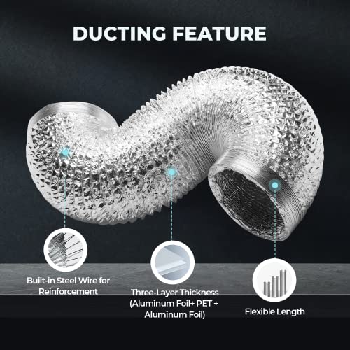 Ipower GLDUCT8C 6 Inch 8 Feet Non-Insulated Flex Air Aluminum Ducting Dryer Vent Hose thumb #3