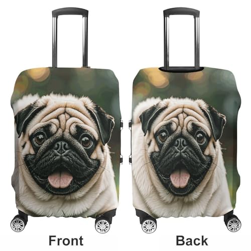 Pug Dogs Luggage Covers Tsa Approved Suitcase Cover Elastic Washable Luggage Sleeve Carry on Cover Protector Anti-Scratch Suitcase Protector Fits 19-30 Inch Case(L)3
