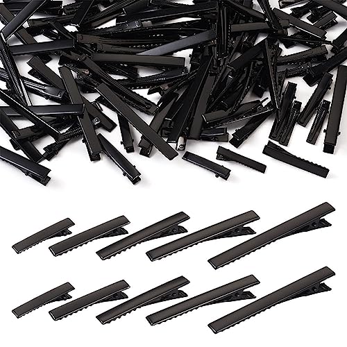 Pinces à cheveux crocodiles noires en métal assorties pour création de nœuds - Lot de 100