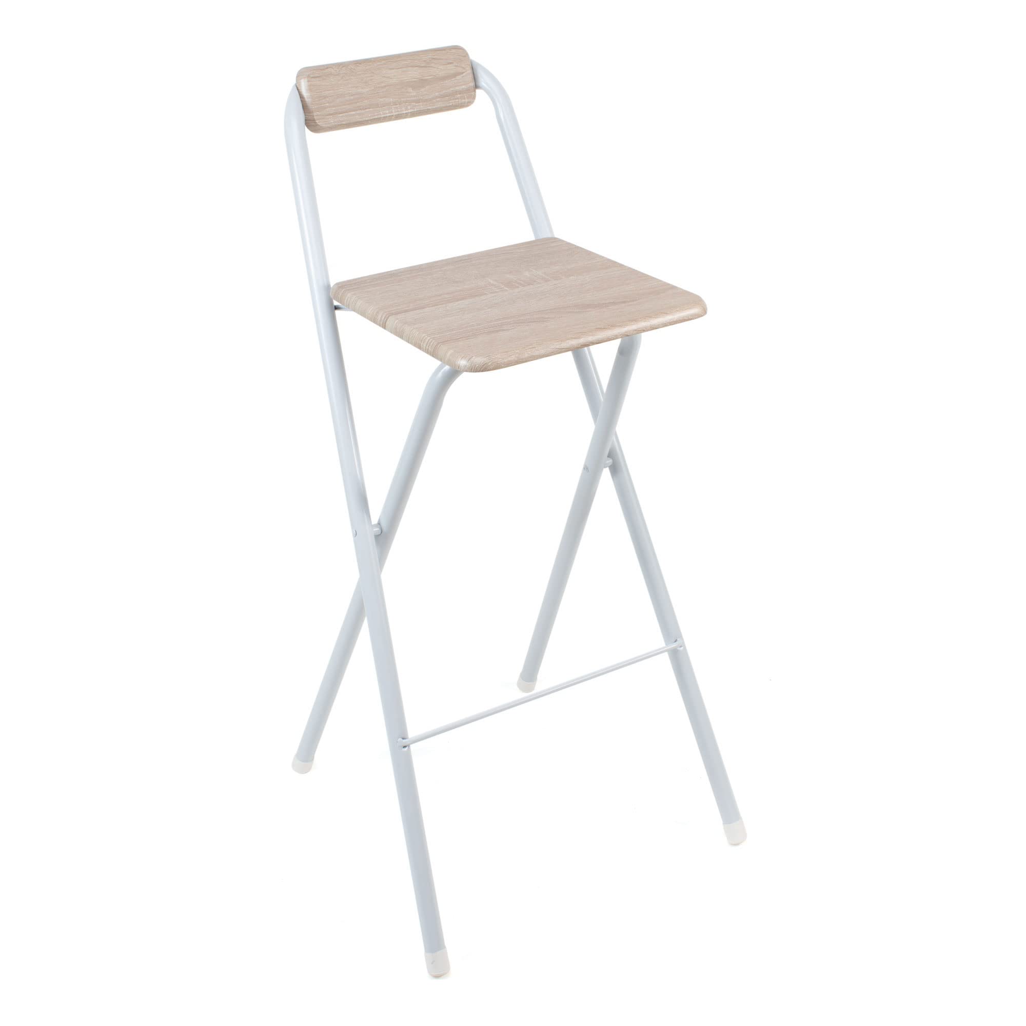THE SECRET HOME Folding Stool with High Backrest 97 x Length 49 cm Metal and Wood Folding Chair Ideal for Kitchen Terrace Garden