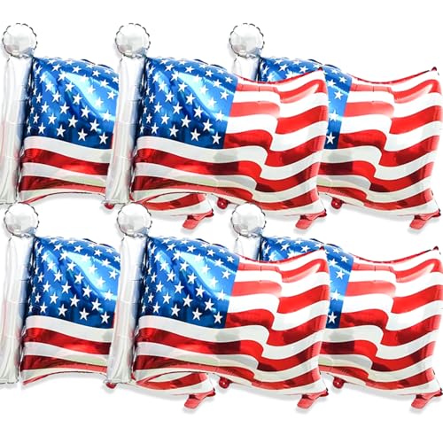 6 Pcs American Flag Balloons Red White Blue Balloon Patriotic Balloons for 4th of July Party Decorations Patriotic Party Supplies