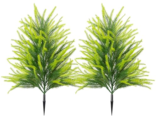 19in Artificial Pine and Cypress Trees（2 Pack）, Realistic UV Resistant Faux Outdoor Plants for...
