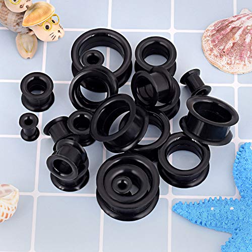 Longbeauty 20pcs Tunnels Kit 2g-1" Silicone Ear Skin Gauges Plugs Ear Expander Stretching Set2
