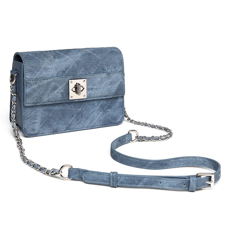 Vintage Denim Quilted Chain Shoulder Bag Stylish Versatile Purse Elegant Casual Fashion Large Capacity Waterproof Breathable Fabric Perfect for Everyday Use and Any Occasion3