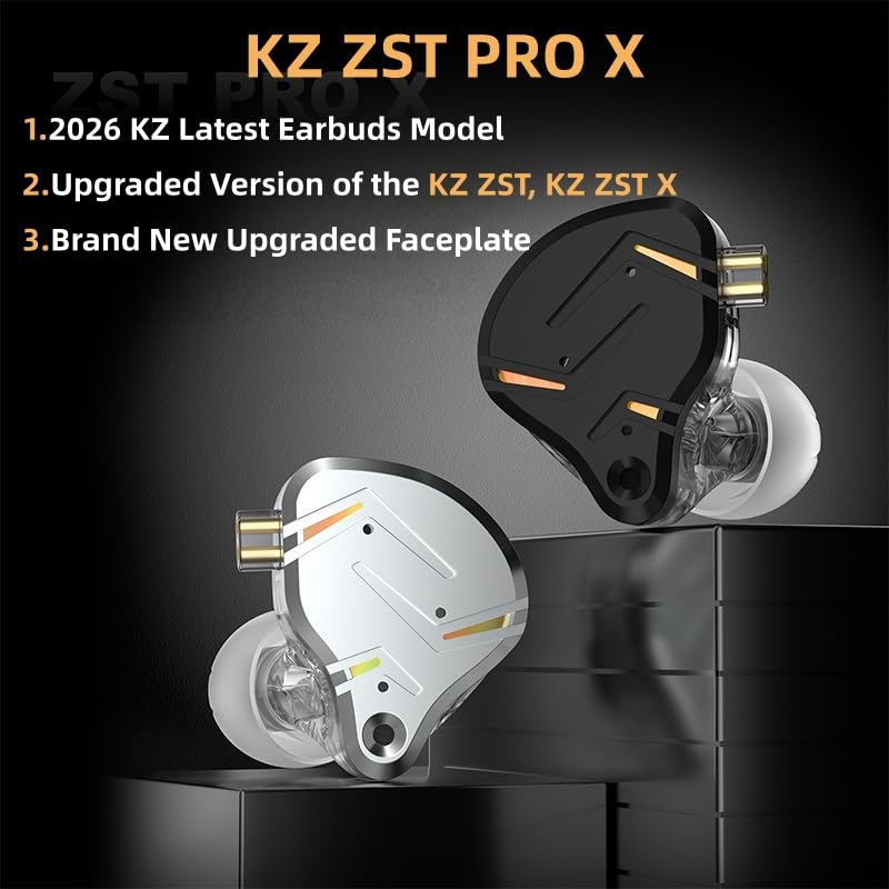 Image of 2026 KZ ZST PRO X USB C Wired Headphones Type-C in Ear Monitor, 1BA 1DD Hybrid Driver Gaming Earbuds USB C Wired Earphone, Deep Bass Sound IEM for Gaming Music Video (USBC with mic, Black Gold)