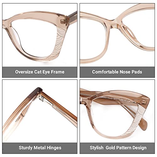 Image of Zeelool Vintage Cat Eye Blue Light Blocking Glasses for Women Amy JGA300178-03 Champagne