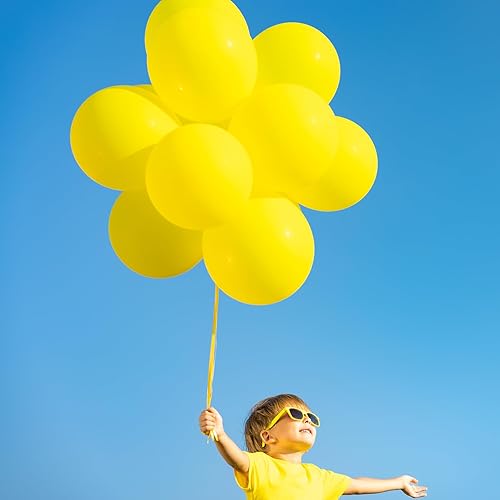 Miniatura 6 de RUBFAC Globos amarillos, 120 globos amarillos de 5 pulgadas, globos amarillos más gruesos para cumpleaños, boda, baby shower, graduación,