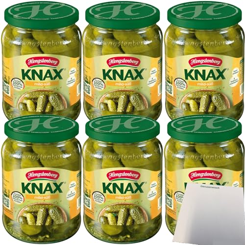 usy Bundle für Hengstenberg Knax Gewürzgurken mild-süß 6er Pack (6x360g ATG Glas) + usy Block