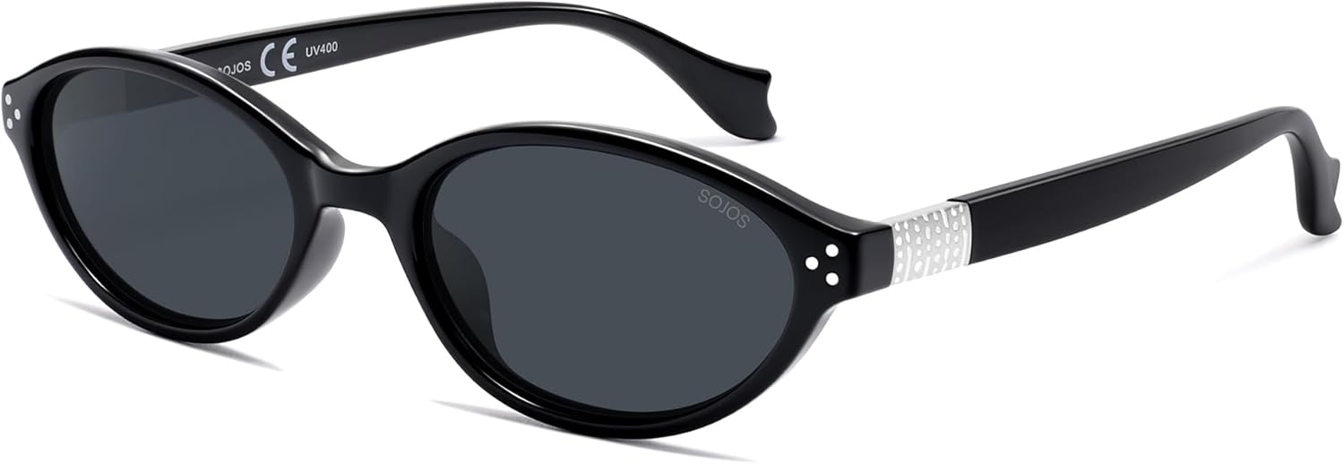 SOJOS Ocean Collection Retro Oval Polarized Sunglasses for Women Men Lightweight Narrow Shades, Stellar