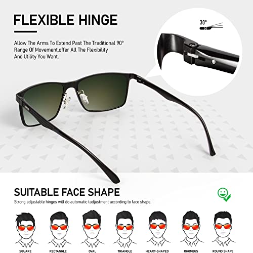 Image of Bircen Mens Sunglasses Polarized UV Protection: Classic Shades for Men Driving Fishing with Al-Mg Metal Frame