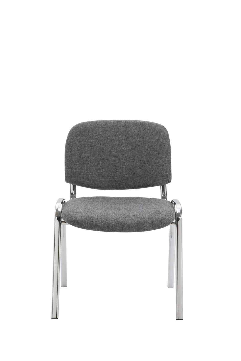CLP Chaise de conférence Ken chromée avec rembourrage de qualité supérieure et housse en tissu I Chaise empilable avec structure en métal robuste à l'aspect chromé - Couleur : gris