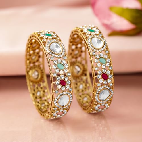 Image of Rubans Bangles Set of 2 Cubic Zirconia Ethnic Stylish Jewellery Gift for Women & Girls