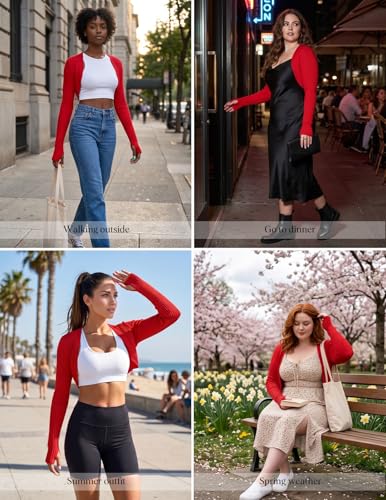 Image of Women's Long Sleeve Shrug Sweaters Knit Bolero Shoulder Open Cropped Cardigan