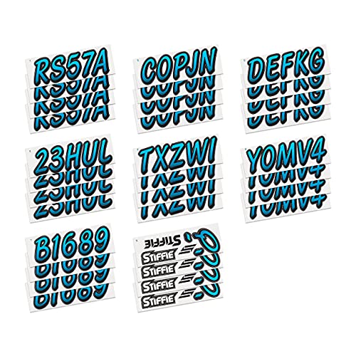 Image of STIFFIE Whipline Sky Blue /Black 3 inch Boat & PWC Registration Decals • Numbers Letters Stickers