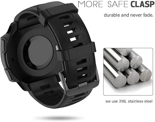 Miniatura 38 de NotoCity Instinct Band, Soft Silicone Replacement Watch Strap for Garmin Instinct 2/Solar Sports GPS Smartwatch With Adapter Tools Verde