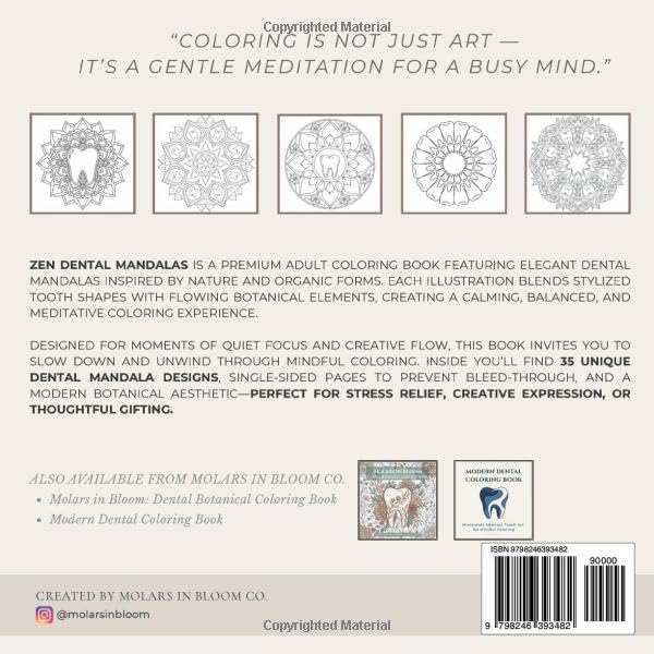 Zen Dental Mandalas: Nature-Inspired Tooth Designs for Relaxation, Focus & Mindful Coloring (Molars in Bloom Coloring Collection) image 3