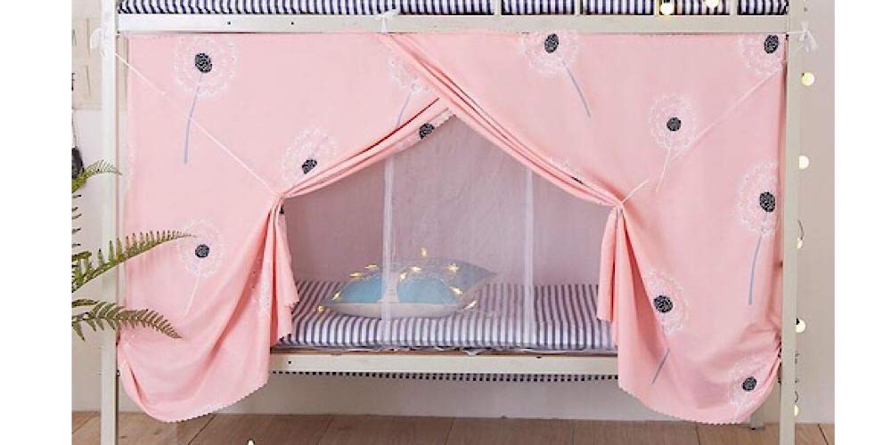 DEALS FOR LESS - Bed Curtain, for Dormitory, Lower Deck Single Bed, Privacy Bed Tent with Mosquito Net,Dandelion Design