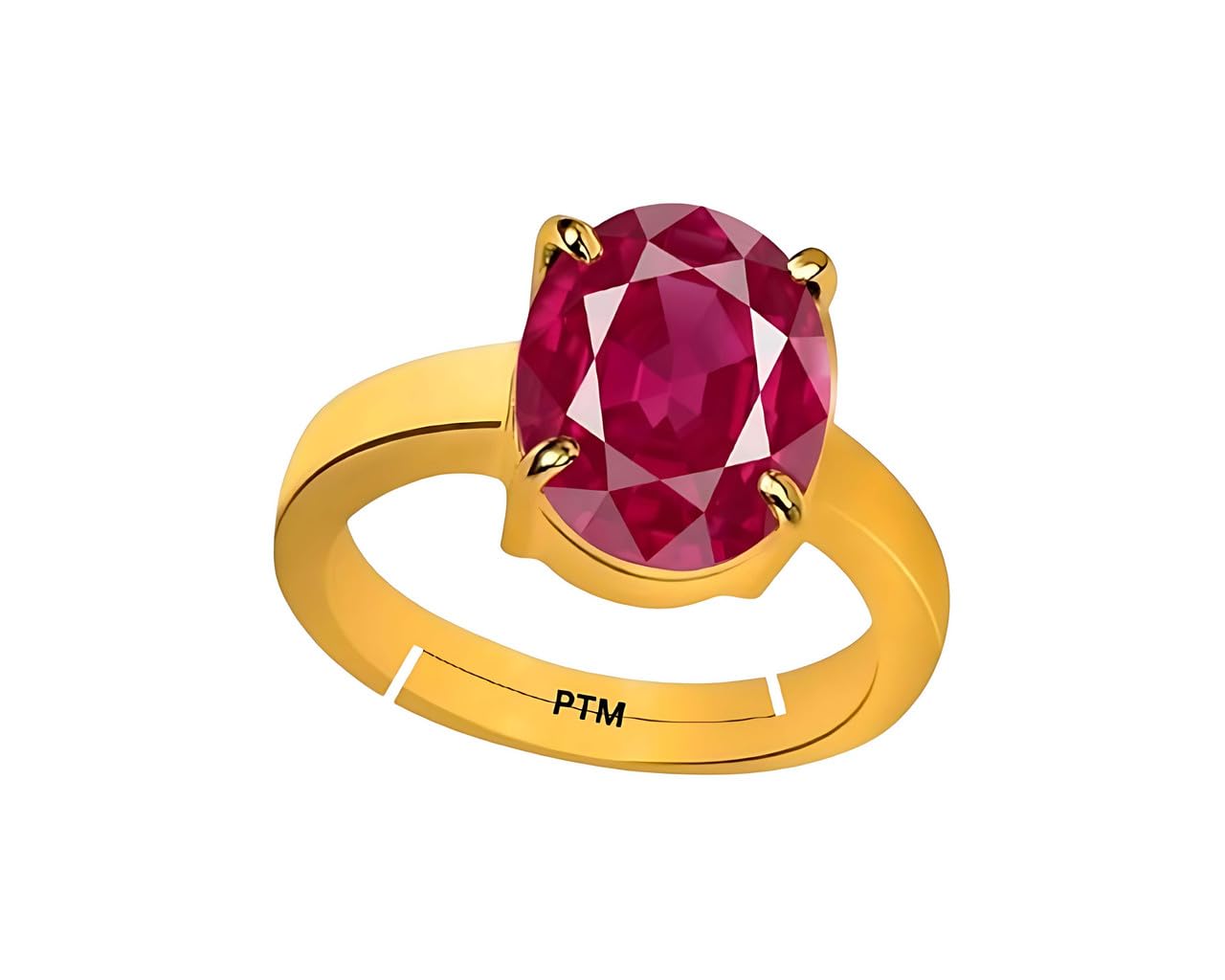 ptm Natural Ruby/Manik 3.25 Ratti to 10.25 Ratti or 3 Carat to 9.5 Carat Astrological Certified Gemstone Panchdhatu/5 Metals Gold Plated Adjustable Ring for Men & Women-picture-17