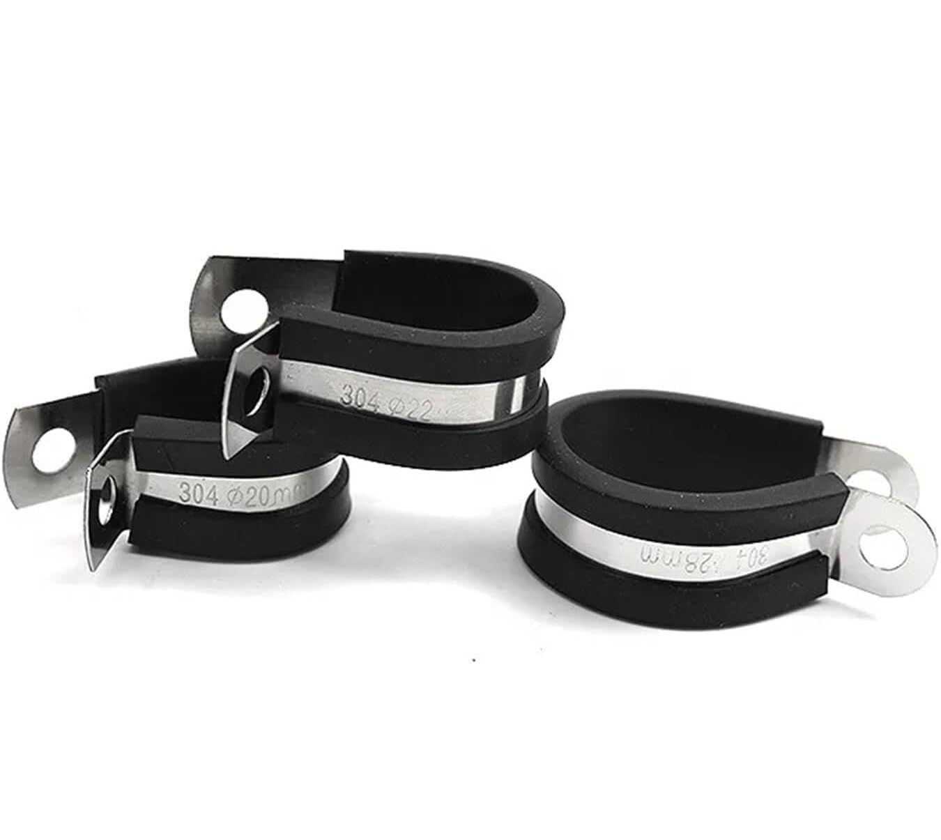 Vividcrate One Color 2Pcs 6Mm-55Mm 304 Sus Rubber Lined P Clips - Durable Hose Pipe Clamps For Secure Mounting(16Mm)