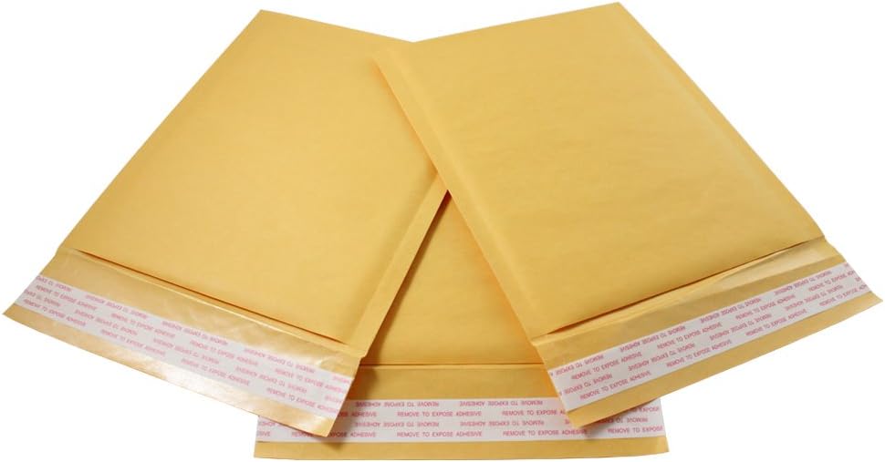 HGP #0 XL, 7.5 x 10, 20 Pack, Kraft Bubble Mailers Padded Shipping Envelopes Self Seal DVD Size