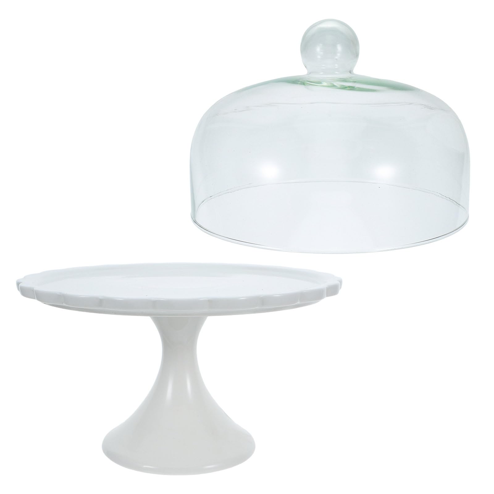 Support à pâtisseries cloche anti-poussière plateau verre Healvian