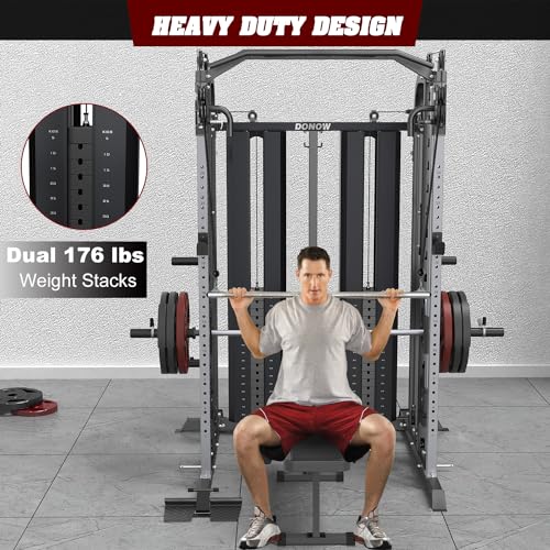 Donow Smith Machine With160Kg Weight Stacks Power Cage Squat Rack Dual Cable Crossover Machine Lat Pull-Down All In One Home Gym Systems thumb #5