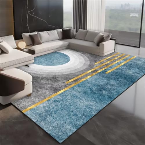 Tapis bleu antidérapant et résistant à l'usure pour salon