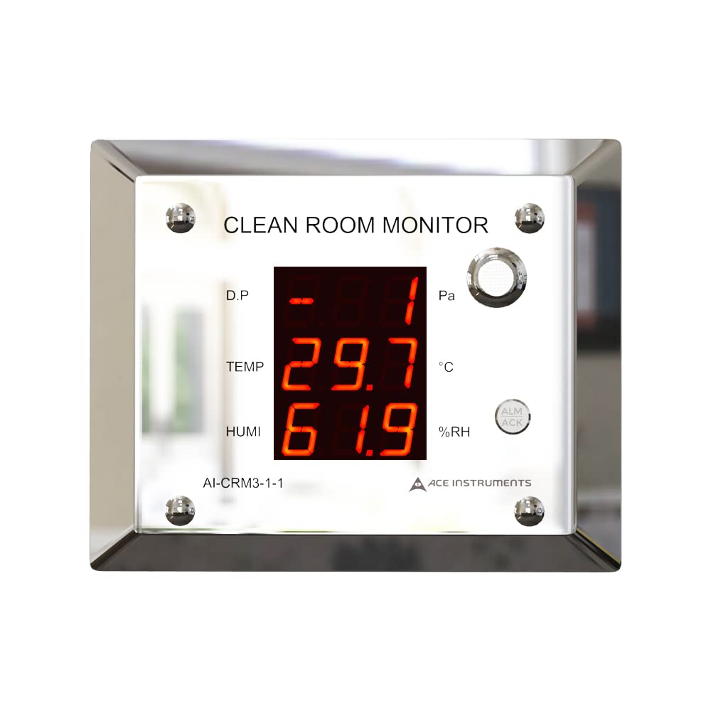 Clean Room Differential Pressure Monitor (Temp, RH, Diff. Pressure) for Pharmacetical, Hospitals, Medical Labs along with Factory Calibration Cert.| Model: AI-CRM3-1-1