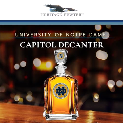Image of Heritage Pewter Notre Dame Capitol Decanter | 24 OZ Whiskey Decanter for Liquor with Airtight Stopper | Expertly Crafted Pewter Glass