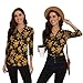 Womens 3/4 Sleeve Polo Shirt V Neck Button Down Shirt Shirt Quick Dry Athletic Golf Shirts Yellow Floral M